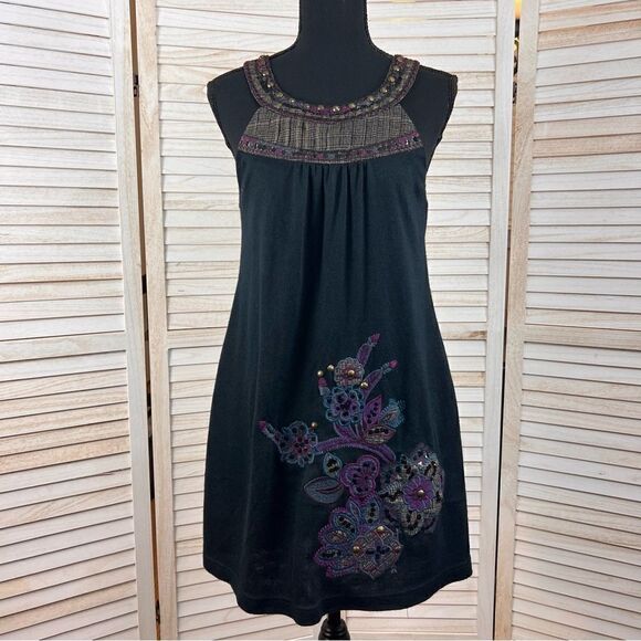 Anthropologie Lulumari Embellished Embroidered Mini Swing Dress Small - Picture 1 of 11